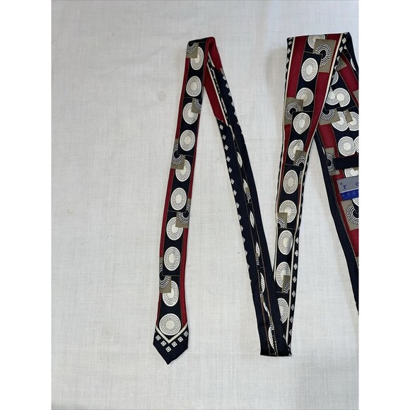 Roffe Dress Tie Mens Size 60" Multicolor Geometric 100% Silk Designer - Picture 11 of 12